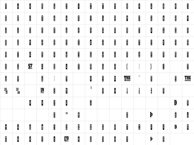 CouncilWordLogosOne Regular  glyph index