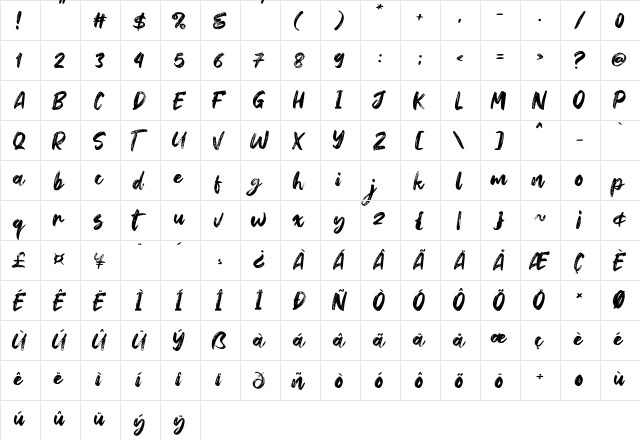 Hey October Regular  glyph index