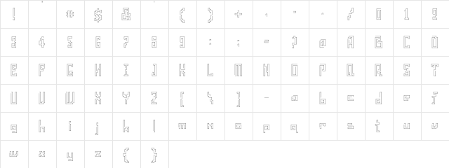 Pype Thin  glyph index