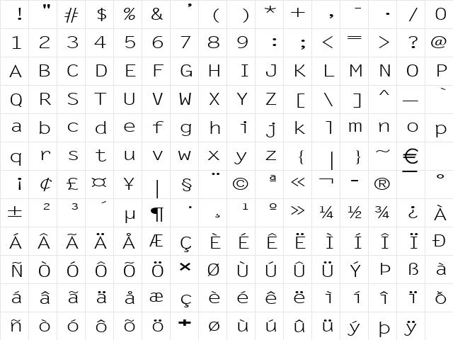LechterExtended Normal  glyph index