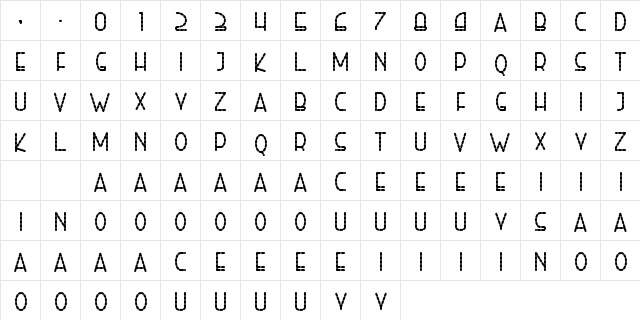 Right Hand ExtBoldDash Regular  glyph index