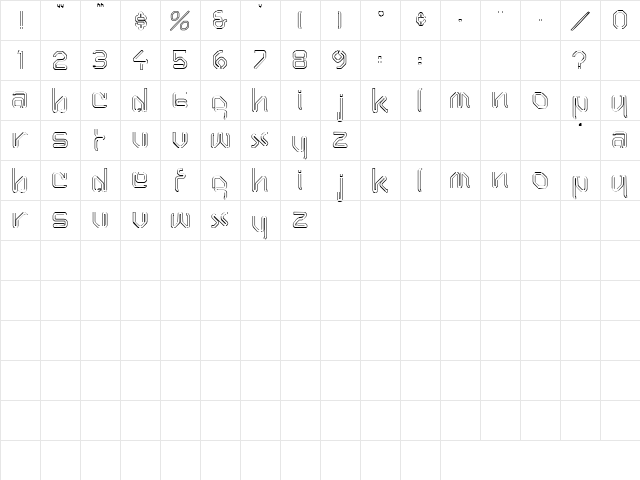 Paperclip 1 Regular  glyph index