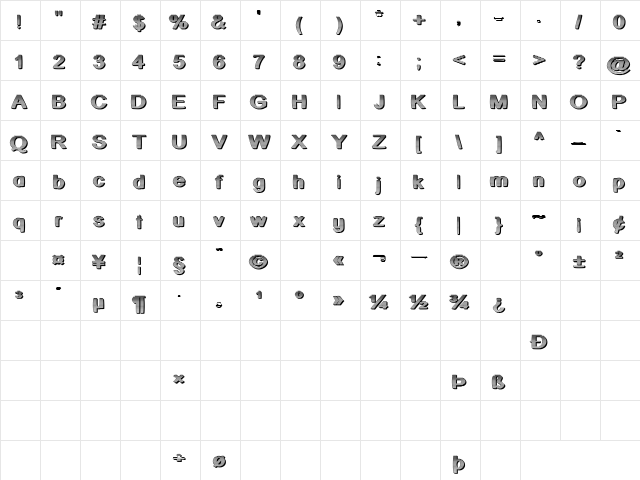 A Cut Above The Rest Regular  glyph index