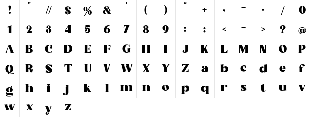 Prima DEMO Solid  glyph index