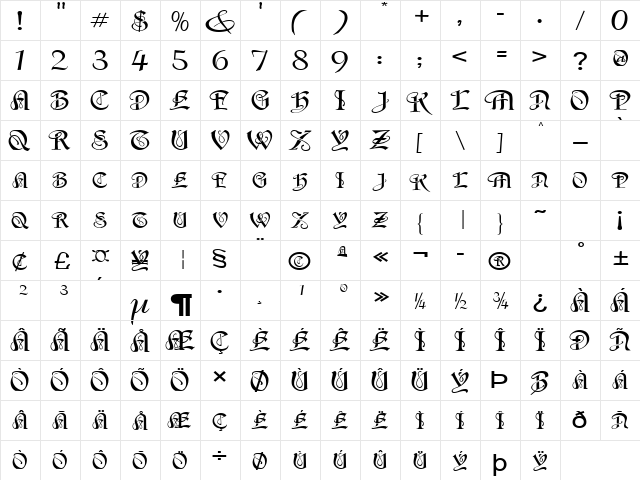 FlapperExtended Normal  glyph index