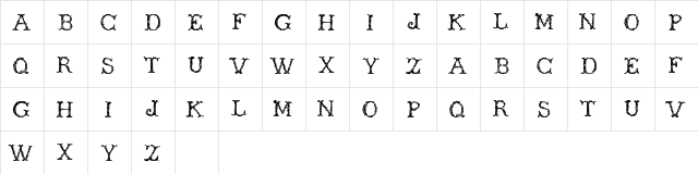 Wickers Regular  glyph index