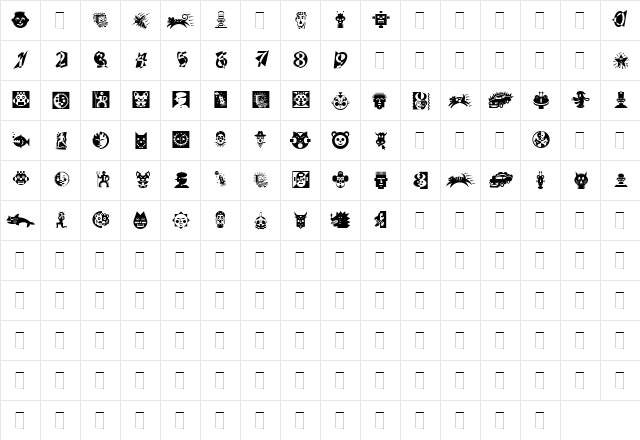 Df Regular  glyph index