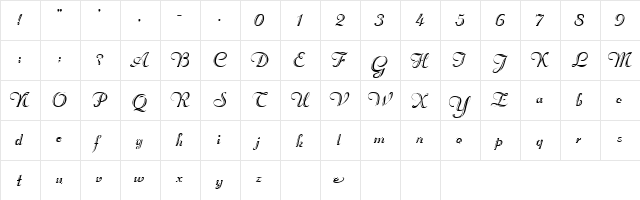 Church 7 Plain  glyph index