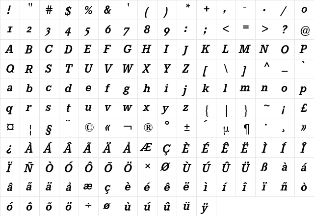 Corporate E Expert BQ Regular  glyph index