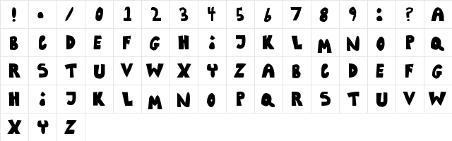 New Regular  glyph index