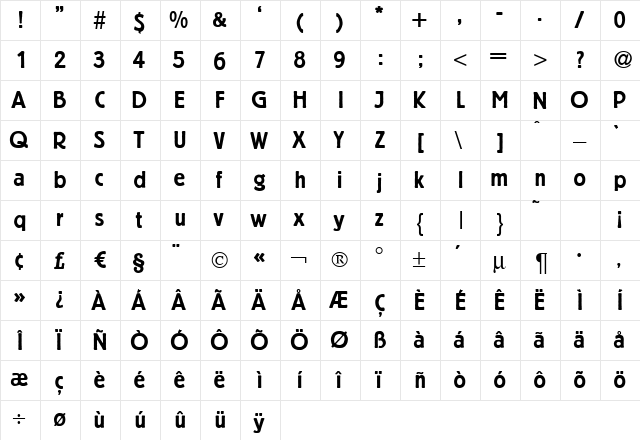 B693-Deco Bold  glyph index