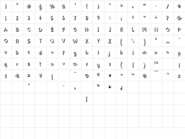 Pastern Regular  glyph index