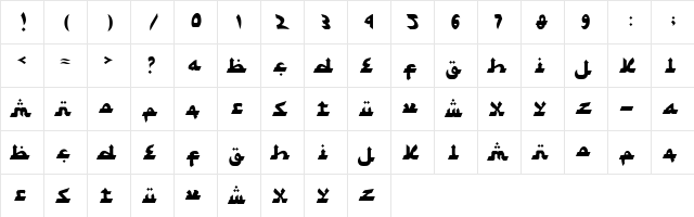 Syawal Khidmat Regular  glyph index
