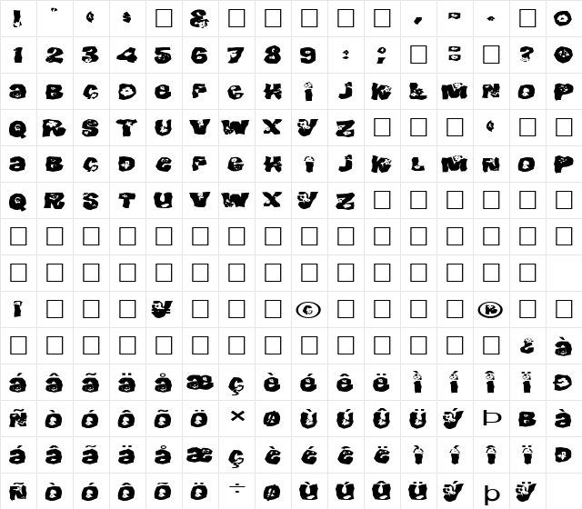 FZ WACKY 25 EX Normal  glyph index