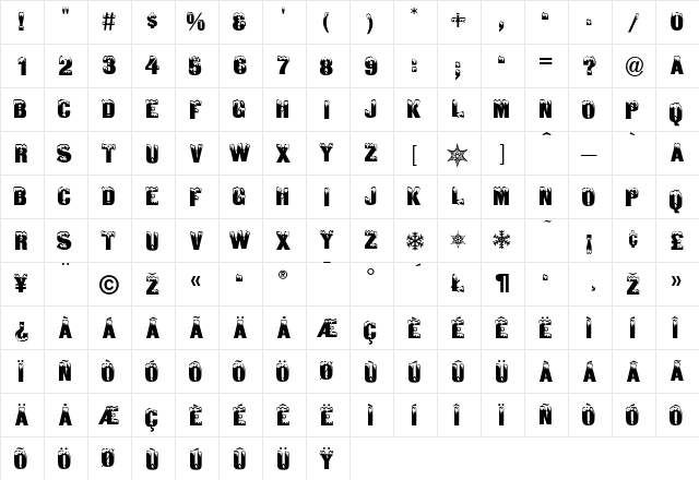 IglooSolid Regular  glyph index