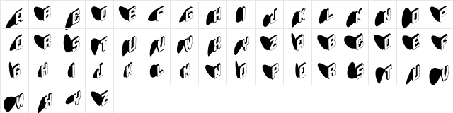 TypoShadows Regular  glyph index