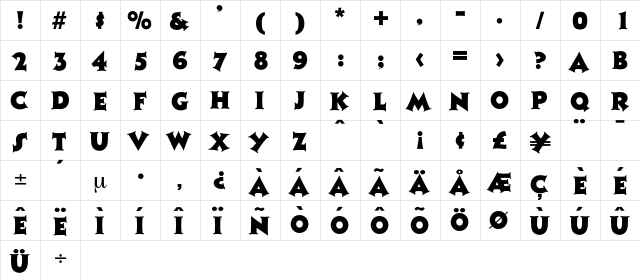 Monophon Regular  glyph index