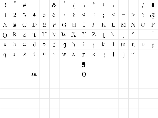 SorryMOM Bold Regular  glyph index