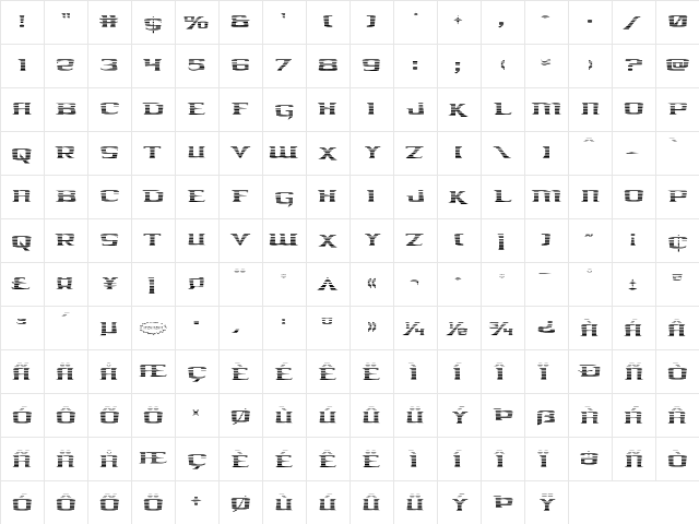 Kreature Kombat Gradient Regular  glyph index