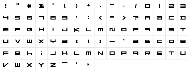 F-Zero GX Menu Font Bold Bold  glyph index