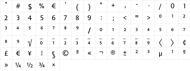 Lisboa Sans Expert Regular  glyph index