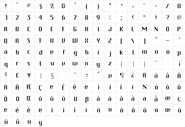 BeijingLightSSK Regular  glyph index