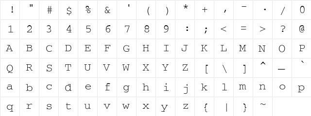 Beach Cliff Light Regular  glyph index
