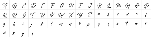 Walking Dream FREE Regular  glyph index