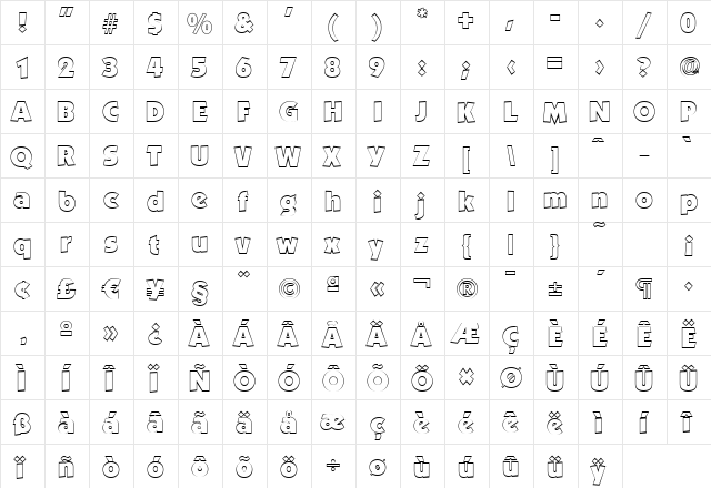VictorBeckerOutline-Heavy Normal  glyph index