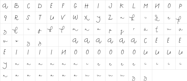 Saeela Nuary Demo Regular  glyph index