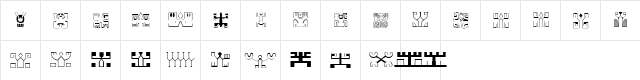 Polynesien Etua font Regular  glyph index