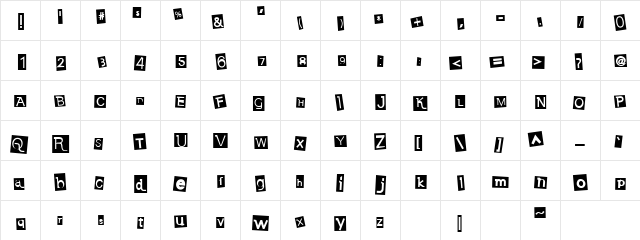 Earwig Factory Regular  glyph index