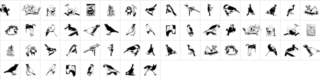 FlyBirdFly Regular  glyph index