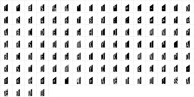StageGlyphsTwo Regular  glyph index