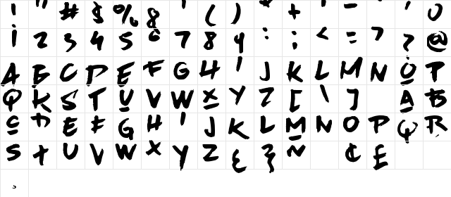 Avenue Drift Regular  glyph index