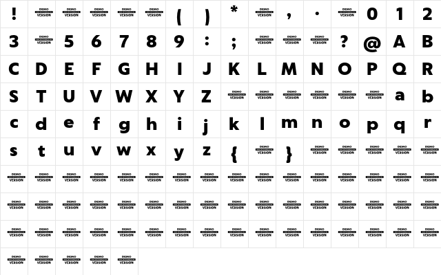 Captura Black Demo  glyph index