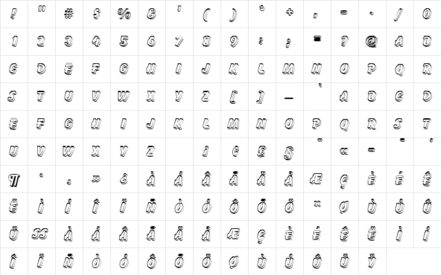 BalloonDroShaDOu1 Regular  glyph index
