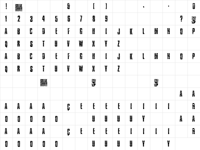 Break Summer Regular  glyph index