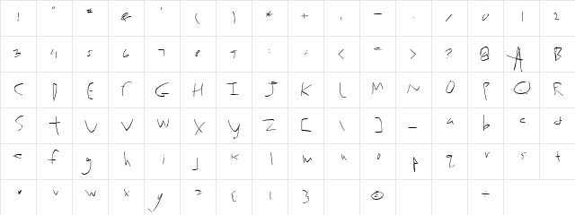 Kwikfont Regular  glyph index