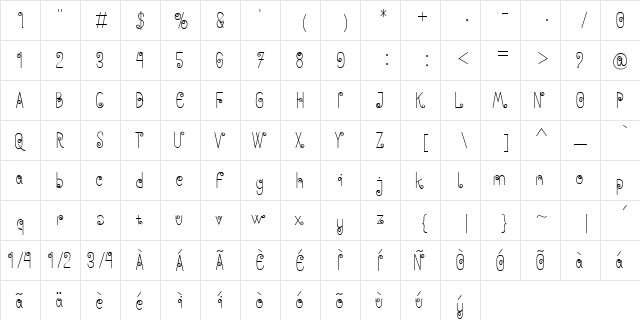 Anohana Typeface Regular  glyph index