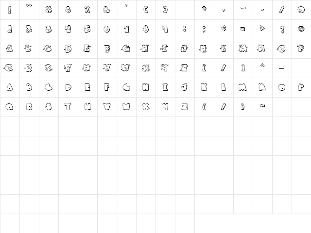 LD Love Struck Regular  glyph index
