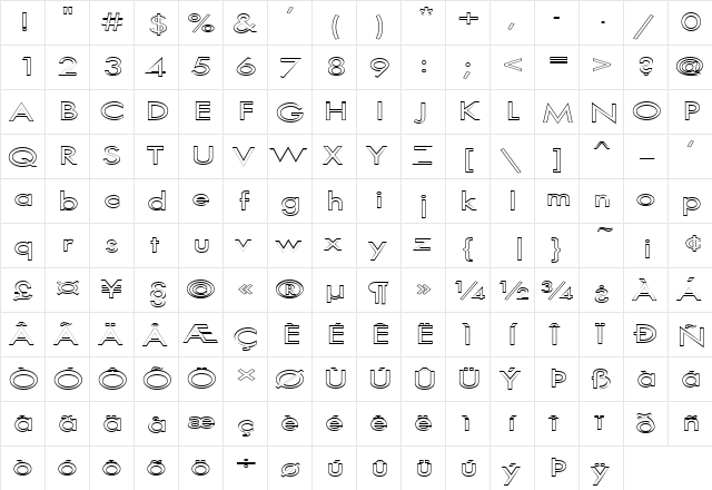 FZ BASIC 18 HOLLOW EX Normal  glyph index