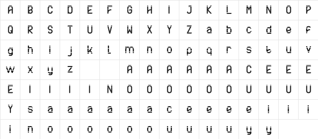 AXTON DEMO Line Regular  glyph index