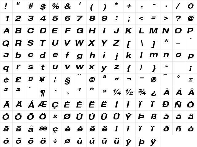 ContextRepriseCondSSK BoldItalic  glyph index