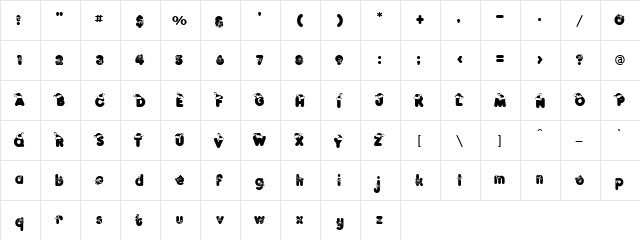 Bow Regular  glyph index