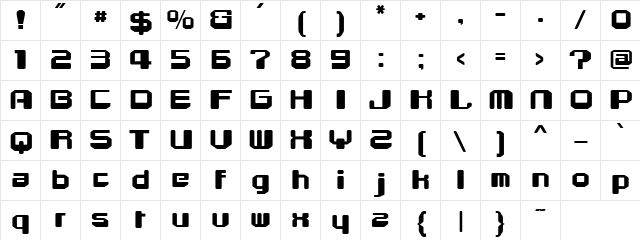 X Angle 90 Regular  glyph index