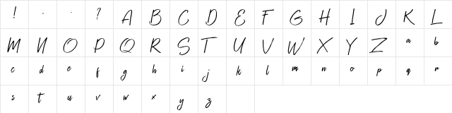 Zayne (free) Regular  glyph index