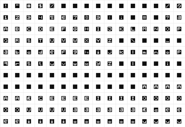 Lingonvecka Regular  glyph index