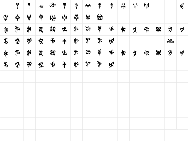 Dark_Eldar Bold  glyph index