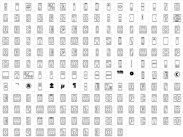 a_BighausTitulCmGr Regular  glyph index